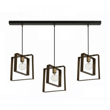 NG Lighting Κρεμαστό Φωτιστικό Ράγα Χειροποίητο Μεταλλικό Σκουριά Τρίφωτο Ε27 100x80cm 2024165